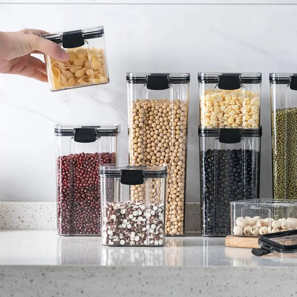 Multipurpose Food Storage Containers Set - Clear Jars with Lids for Cereal, Candy, and Dry Goods